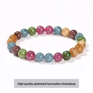 High-quality Optimized Tourmaline Color Chalcedony / Diameter 10.1-10.8mm (about 17-19 Pieces)