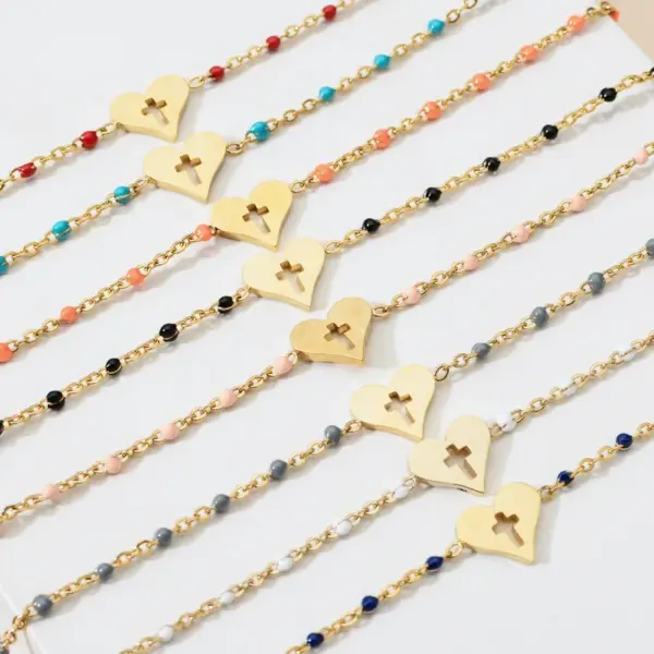 Wholesale Lady Heart Shape Stainless Steel Enamel Bracelets