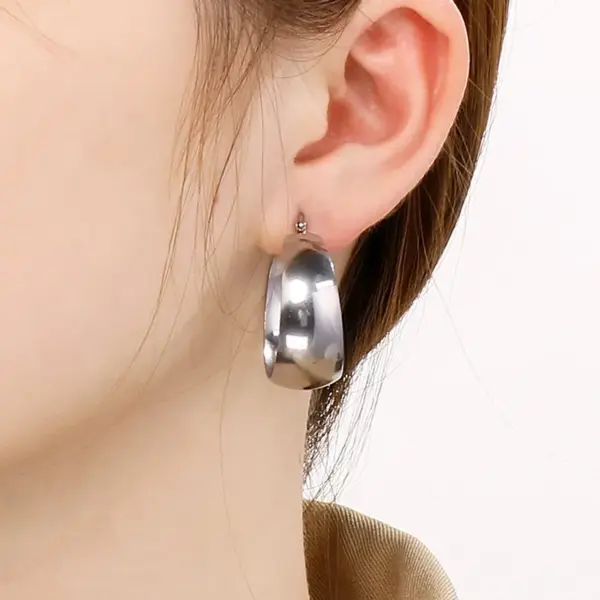 Wholesale PVD Coated 18K Gold Plated Geometric Stainless Steel Simple Style Waterproof Non Tarnish Earrings