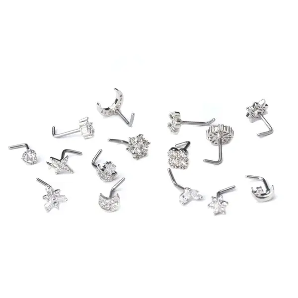 316L Stainless Steel Copper Nose Rings & Studs Flower Waterproof Non Tarnish Surgical Steel