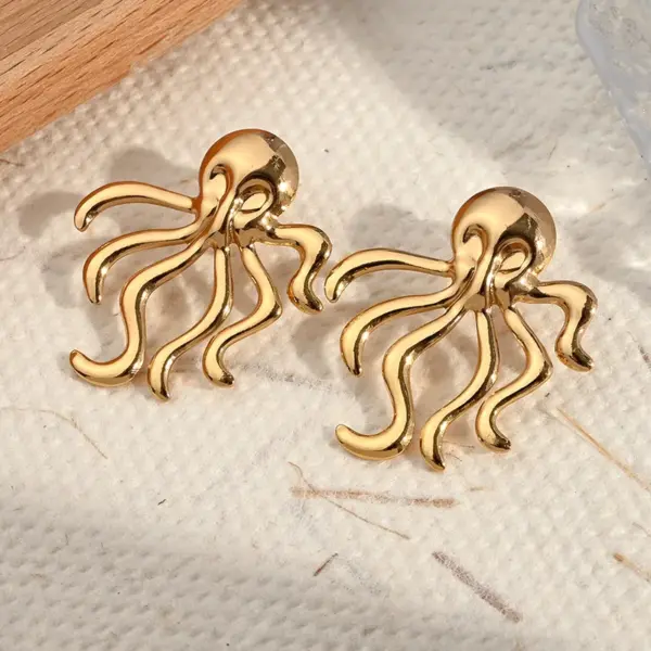 Electroplating Golden Plated Octopus Round Starfish 304 Stainless Steel Casual Simple Style Polishing Plating Earrings