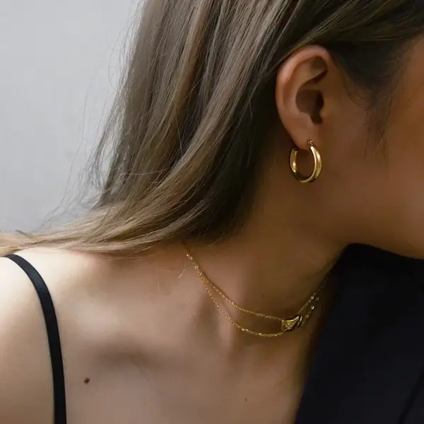 PVD Coated Real Gold Plated 18K Gold Geometric 304 Stainless Steel Fashion Waterproof Non Tarnish Earrings