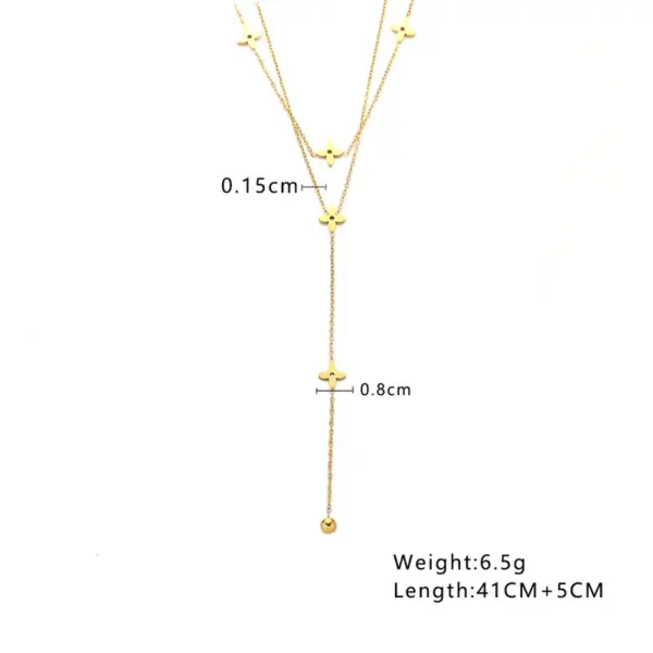 304 Stainless Steel Cross PVD Coated 18K Real Gold Plated Elegant Simple Style Waterproof Non Tarnish Cable Chain Gold Double Layer Necklaces