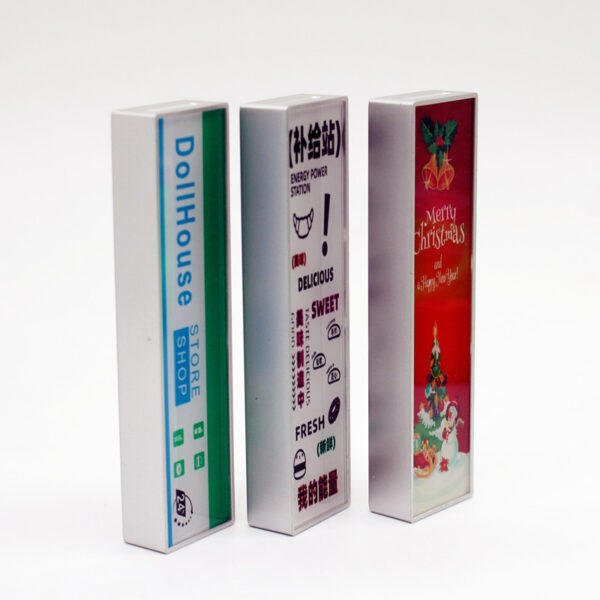 Wholesale Dollhouse Dollhouse LED bright supermarket signboard Christmas bakery shop recruitment miniature scene photo props