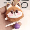 Wholesale Hot sale cute lucky cat plush key chain imitation mink fur ball key chain with bell to push pendant