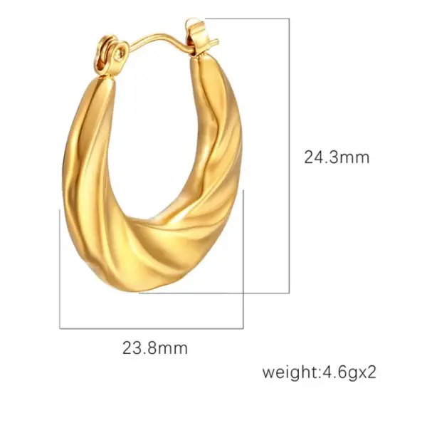 304 Stainless Steel Solid Color Electroplated Golden Plated Simple Style Classic Style Waterproof Non Tarnish Plating Earrings