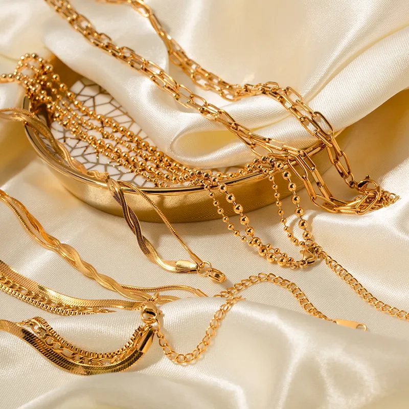 Wholesale 304 Stainless Steel Solid Color PVD Coated 18K Gold Plated Real Gold Plated IG Style Waterproof Non Tarnish Plating Cuban Link Chain Necklac