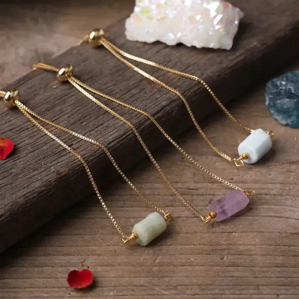 Wholesale Simple Style Irregular Agate Metal Patchwork Bracelets