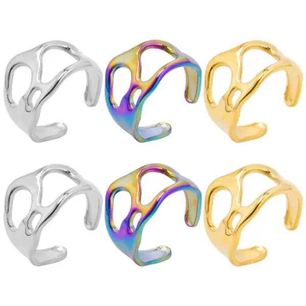 oly-1ec5d492a91432d8eb089893745b9778 Wholesale PVD Coated Real Gold Plated 18K Gold Solid Color 304 Stainless Steel Simple Style Waterproof Non Tarnish Rings