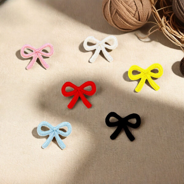 Wholesale Zhinuo computer embroidered logo bow self-adhesive clothing patch clothing diy embroidered paste selection embroidered cloth paste