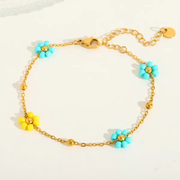 PVD Coated Real Gold Plated 18K Gold Flower Stainless Steel Simple Style Waterproof Non Tarnish Stainless Steel Necklace