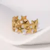 Wholesale PVD Coated Real Gold Plated 18K Gold Pentagram Star 304 Stainless Steel Modern Style Simple Style Waterproof Non Tarnish Open Rings