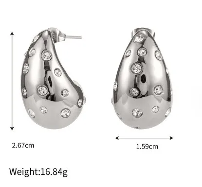 1 Pair Simple Style Water oplets Inlay Stainless Steel Zircon Ear Studs