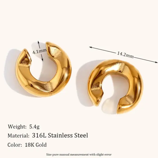 Wholesale PVD Coated Real Gold Plated Geometric Stainless Steel Basic Classic Style Waterproof Non Tarnish Ear Cuffs