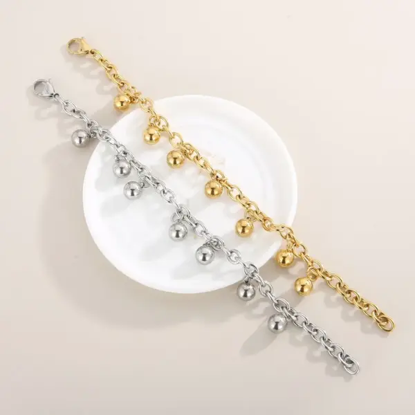 Wholesale PVD Coated 18K Gold Plated Round Solid Color Stainless Steel Simple Style Waterproof Non Tarnish Bracelets