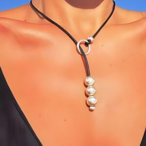 Wholesale Cross-border Western-style Retro Leather Beaded Necklace Choker Women's Jewelry New Style