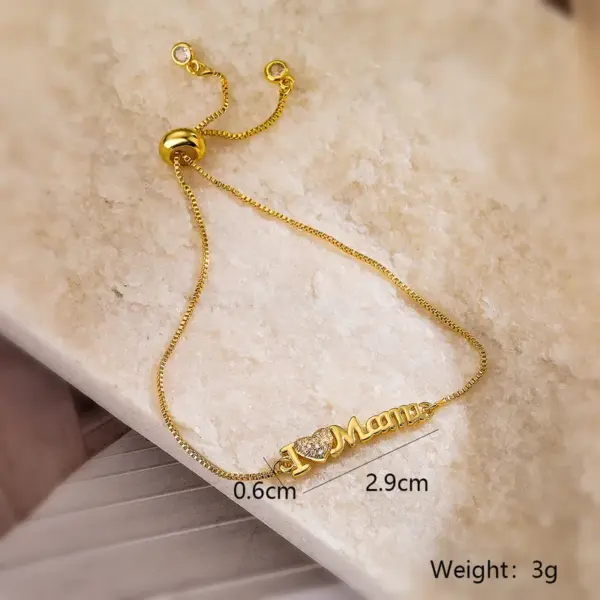 Wholesale Simple Style Letter Butterfly Copper Plating Inlay Zircon 18k Gold Plated Bracelets