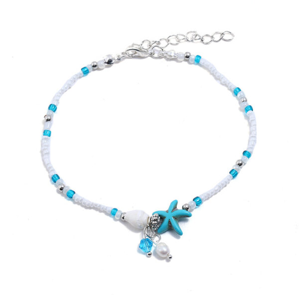 Wholesale European and American fashion trend simple anklet bracelet conch starfish pendant rice beads beach anklet bracelet wholesale women
