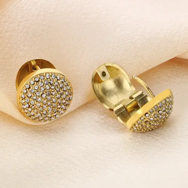 Wholesale Ion Plating (IP) 18K Gold Plated Round 304 Stainless Steel Vintage Style Simple Style Waterproof Non Tarnish Earrings