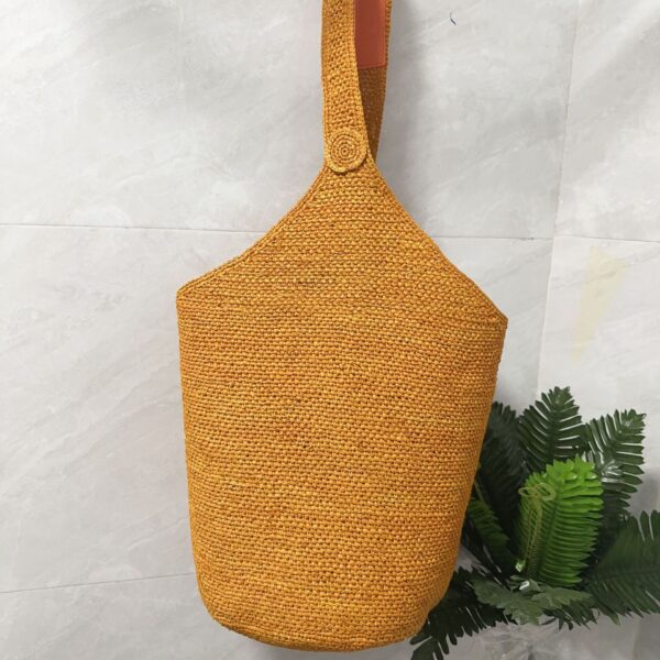 oly-1ee2ff9de0d21db773c0dc34ef2e88f1 Wholesale Japanese-Korean Style Bucket Bag Handmade Woven Rafi Grass Bag Women's Summer Seaside Beach Bag Travel Shoulder Bag