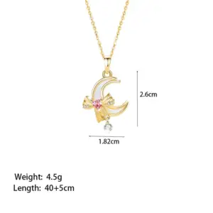 [8175] Zircon Moon Bow Necklace [Gold]