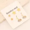 1 Set Commute Star Heart Shape Plating Stainless Steel 18K Gold Plated Earrings Ear Studs
