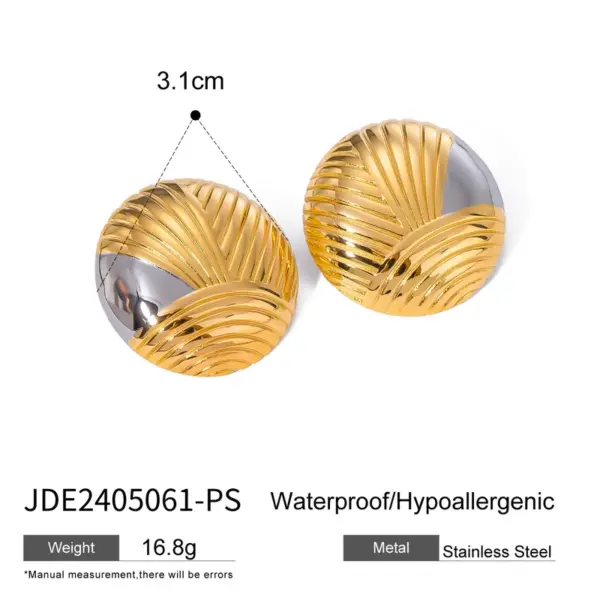 Wholesale 304 Stainless Steel Geometric PVD Coated 18K Real Gold Plated Real Gold Plated 18K Gold Retro Simple Style Classic Style Waterproof Non Tarnish Earrings Ear Studs