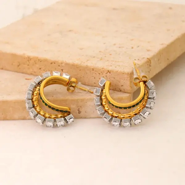 Wholesale PVD Coated 18K Gold Real Gold Plated C Shape 304 Stainless Steel Casual Shiny Waterproof Non Tarnish Ear Studs