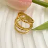 Wholesale Ion Plating (IP) 14K Gold Real Gold Plated Irregular Lines 304 Stainless Steel Casual Roman Style Waterproof Non Tarnish Rings