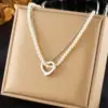 Wholesale PVD Coated 18K Gold Plated Heart Shape 304 Stainless Steel Vintage Style French Style Waterproof Non Tarnish 304 Stainless Steel Pendant Necklace