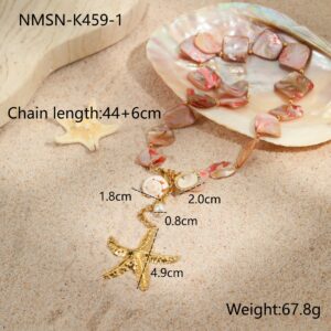 Nmsn-k459-1 new pink shell necklace / 18K