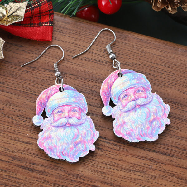 oly-1eff0e96b841cb4dd5c2e1c8e3a7105e Wholesale Christmas Y2K Colorful Pendant Earrings Wooden Double-sided Christmas Earrings Gift