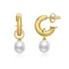 Wholesale 304 Stainless Steel C Shape PVD Coated Pearl 14K Gold Plated 18K Gold Plated Simple Style Waterproof Non Tarnish Plating Inlay Gold Drop Earrings