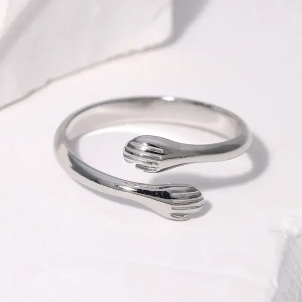 Wholesale PVD Coated Real Gold Plated 18K Gold Solid Color 304 Stainless Steel Simple Style Waterproof Non Tarnish Open Rings