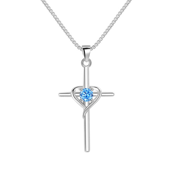 oly-1f0a9b952e512c82b89a31c841b65b39 Wholesale heart-shaped twee contion stone clavicle chain retro cold wind faith cross necklace