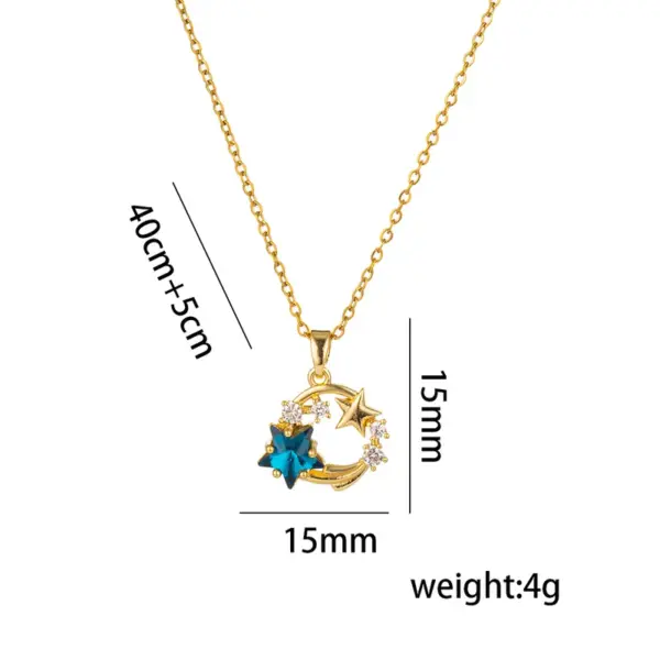 PVD Coated Real Gold Plated 18K Gold Star Moon Planet Stainless Steel Casual Simple Style Waterproof Non Tarnish Titanium Steel Pendant Necklace