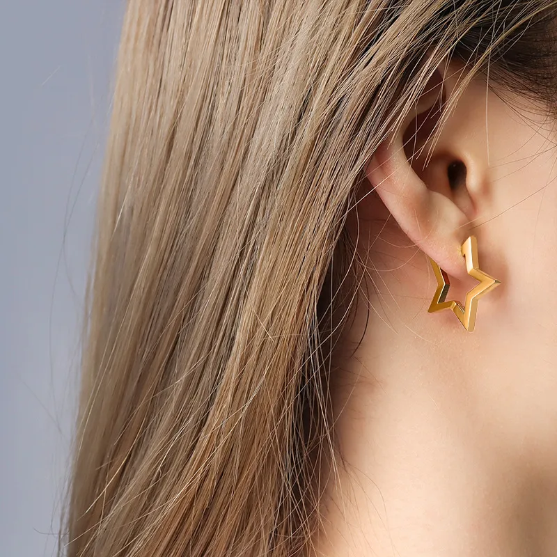 Wholesale PVD Coated Real Gold Plated 18K Gold Geometric 304 Stainless Steel Fashion Waterproof Non Tarnish Earrings
