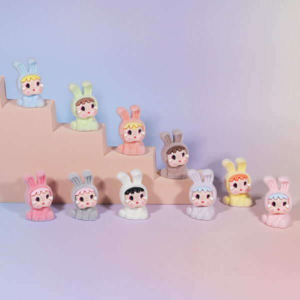 Wholesale Cartoon Resin Flocking Rabbit with Holes Trendy Play Doll Ornaments DIY Beaded Pen Accessories Jewelry Pendant Ornaments
