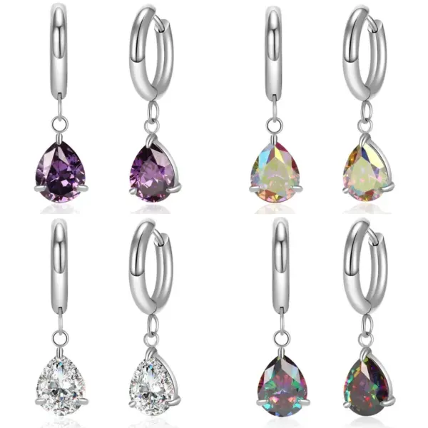 Wholesale 1 Pair Modern Style Classic Style Geometric Water Droplets Plating Inlay 304 Stainless Steel Zircon Drop Earrings