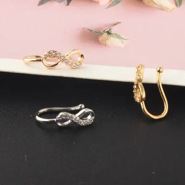 Wholesale Simple Style Heart Shape Stainless Steel Inlay Zircon Nose Ring 1 Piece Nose Pin
