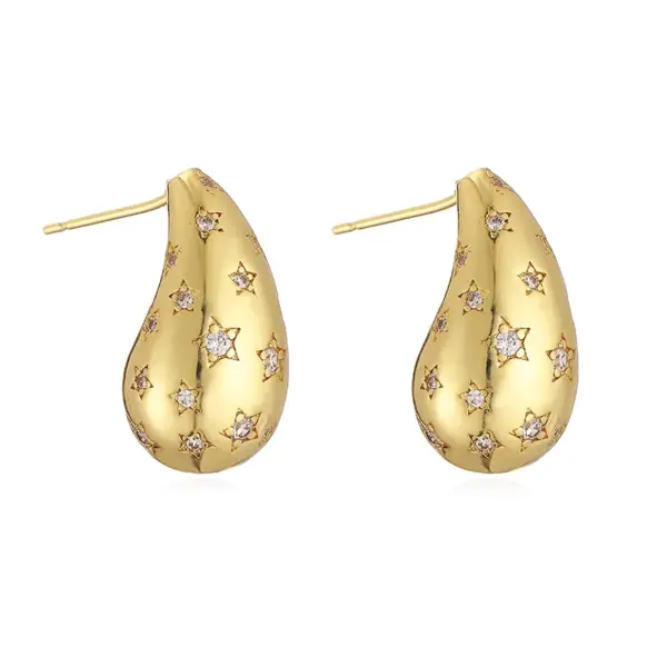 Wholesale 1 Pair Ig Style Casual Simple Style Water Droplets Plating Inlay Copper Zircon 18k Gold Plated Ear Studs