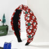 Wholesale Fabric knotted Santa Claus gift pine snowflake green red striped plaid solid color knotted wide headband