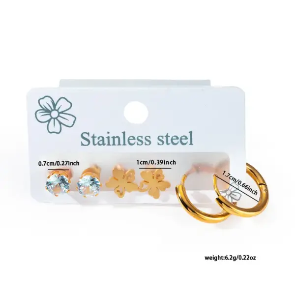 Wholesale 1 Set Basic Simple Style Geometric Flower Irregular Plating Titanium Steel Earrings Ear Studs