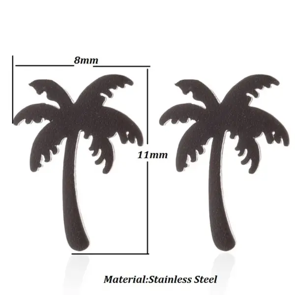 PVD Coated 18K Gold Real Gold Plated Coconut Tree 304 Stainless Steel Simple Style Waterproof Non Tarnish Ear Studs
