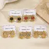 Wholesale Sunshine Plating Color Retention Earrings Hot Selling Polished And Drip Oil Electroplated Stainless Steel