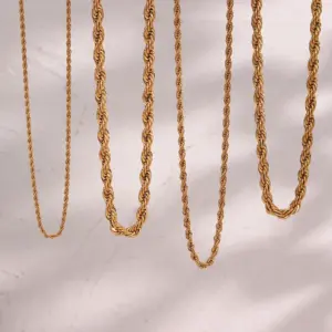 Wholesale PVD Coated Real Gold Plated 18K Gold Geometric 304 Stainless Steel Retro Waterproof Non Tarnish 304 Stainless Steel Necklace