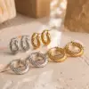 Wholesale Luxurious Stainless Steel Twisted Huggie Earrings For Women Gold Plated Round Fashionable Versatile Ear Jewelry