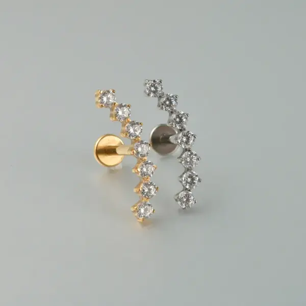 1 Piece Lip Rings Elegant Vacation Tropical Moon G23 Titanium Alloy Plating Inlay Zircon 18K Gold Plated Lip Rings Ear Cartilage Rings & Studs