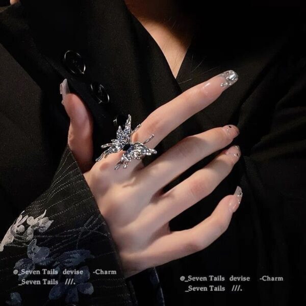 Wholesale Niche Design Sense Advanced Sense Liquid Butterfly Open Ring Female Student ins Trendy Cold Style Personalized Finger Ring