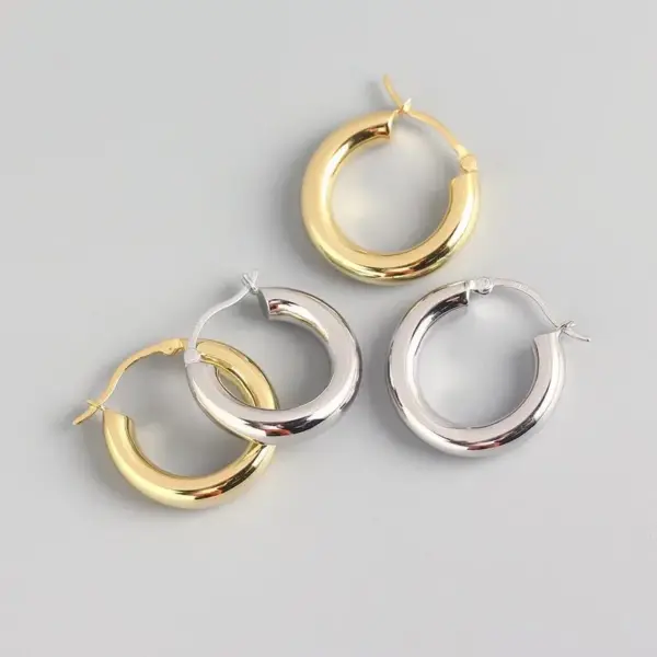 Fashion Round Stainless Steel Plating Earrings 1 Piece